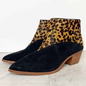 Louise Et Cie Vada Leopard Black Pointy Toe Bootie 8M